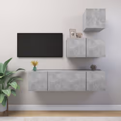 vidaXL TV Cabinet Set 4 Piece Concrete Grey Engineered Wood Hanging TV Cabinet
