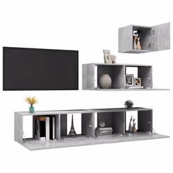 vidaXL TV Cabinet Set 4 Piece Concrete Grey Engineered Wood Hanging TV Cabinet