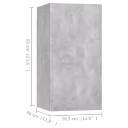 vidaXL 4x TV Cabinets Concrete Grey 30.5x30x60 cm Chipboard Hanging TV Cabinet - Additional view 4