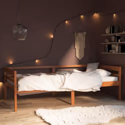vidaXL Solid Wood Pine Bed Frame Honey Brown 90x200 cm Home Bedroom Furniture