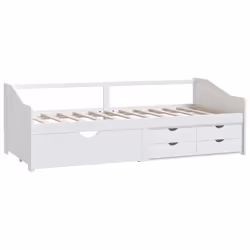 vidaXL Solid Pinewood 3-Seater Day Bed with Drawers White Occasional Sofa Bed - Additional view 2
