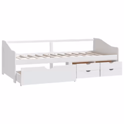 vidaXL Solid Pinewood 3-Seater Day Bed with Drawers White Occasional Sofa Bed - Additional view 3