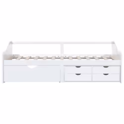 vidaXL Solid Pinewood 3-Seater Day Bed with Drawers White Occasional Sofa Bed - Additional view 4