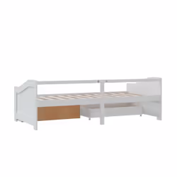 vidaXL Solid Pinewood 3-Seater Day Bed with Drawers White Occasional Sofa Bed - Additional view 6