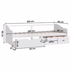 vidaXL Solid Pinewood 3-Seater Day Bed with Drawers White Occasional Sofa Bed - Additional view 8