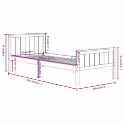 vidaXL Solid Wood Pine Bed Frame Wooden Bedstead Base Multi Sizes/Colours - dark brown, 100 x 200 cm - Additional view 3