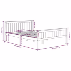 vidaXL Solid Wood Pine Bed Frame Wooden Bedstead Base Multi Sizes/Colours - dark brown, 160 x 200 cm - Additional view 6
