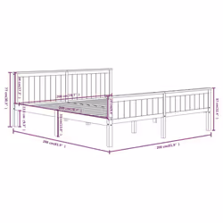 vidaXL Solid Wood Pine Bed Frame Wooden Bedstead Base Multi Sizes/Colours - grey, 200 x 200 cm - Additional view 6
