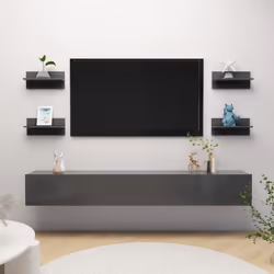 vidaXL 4x Wall Shelf Grey Engineered Wood Wall-Mounted Hanging Display Shelf