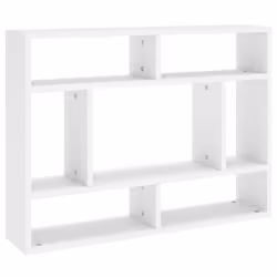 vidaXL Wall Shelf White Engineered Wood Hanging Wall Display Shelf Cabinet Set