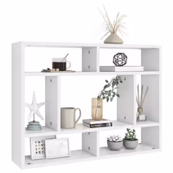 vidaXL Wall Shelf White Engineered Wood Hanging Wall Display Shelf Cabinet Set