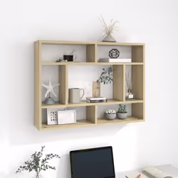 vidaXL Wall Shelf Sonoma Oak Engineered Wood Hanging Wall Display Cabinet