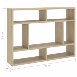 vidaXL Wall Shelf Sonoma Oak Engineered Wood Hanging Wall Display Cabinet - Additional view 4