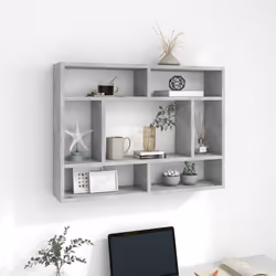 vidaXL Wall Shelf Concrete Grey Engineered Wood Hanging Wall Display Cabinet