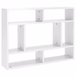 vidaXL Wall Shelf High Gloss White Engineered Wood Hanging Display Cabinet
