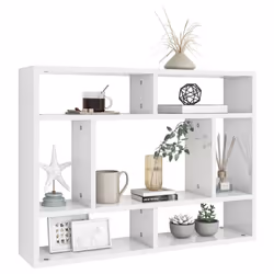 vidaXL Wall Shelf High Gloss White Engineered Wood Hanging Display Cabinet