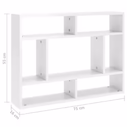 vidaXL Wall Shelf High Gloss White Engineered Wood Hanging Display Cabinet - Additional view 6