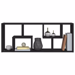 vidaXL Wall Shelf Black Engineered Wood Household Wall Display Hanging Shelf - Additional view 7