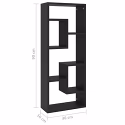 vidaXL Wall Shelf Black Engineered Wood Household Wall Display Hanging Shelf - Additional view 9