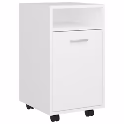 vidaXL Side Cabinet with Wheels White Engineered Wood Rolling Storage Cabinet