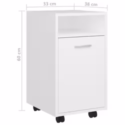 vidaXL Side Cabinet with Wheels White Engineered Wood Rolling Storage Cabinet - Additional view 8