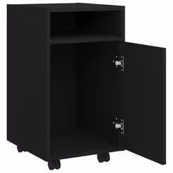vidaXL Side Cabinet with Wheels Black Engineered Wood Rolling Storage Cabinet - Additional view 5