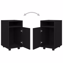vidaXL Side Cabinet with Wheels Black Engineered Wood Rolling Storage Cabinet - Additional view 6
