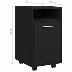 vidaXL Side Cabinet with Wheels Black Engineered Wood Rolling Storage Cabinet - Additional view 7