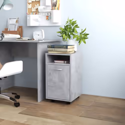 vidaXL Side Cabinet with Wheels Concrete Grey Engineered Wood Rolling Cabinet