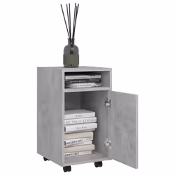 vidaXL Side Cabinet with Wheels Concrete Grey Engineered Wood Rolling Cabinet