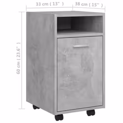vidaXL Side Cabinet with Wheels Concrete Grey Engineered Wood Rolling Cabinet - Additional view 4