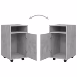 vidaXL Side Cabinet with Wheels Concrete Grey Engineered Wood Rolling Cabinet - Additional view 7