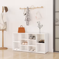 vidaXL Shoe Bench White Engineered Wood Shoe Cabinet Organiser Storage Rack