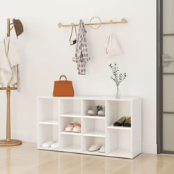vidaXL Shoe Bench White Engineered Wood Shoe Cabinet Organiser Storage Rack
