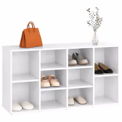 vidaXL Shoe Bench White Engineered Wood Shoe Cabinet Organiser Storage Rack