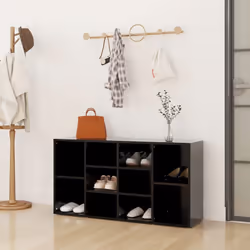 vidaXL Shoe Bench Black Engineered Wood Shoe Cabinet Organiser Storage Rack