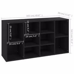 vidaXL Shoe Bench Black Engineered Wood Shoe Cabinet Organiser Storage Rack - Additional view 5