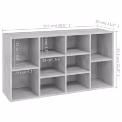 vidaXL Shoe Bench Concrete Grey Engineered Wood Shoe Cabinet Organiser Storage - Additional view 4