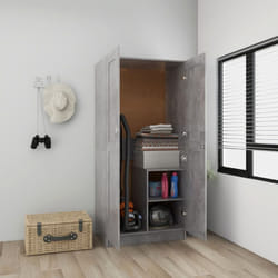 vidaXL Wardrobe Concrete Grey Engineered Wood Clothing Cabinet Home Organiser