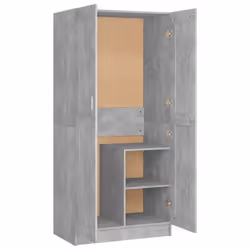vidaXL Wardrobe Concrete Grey Engineered Wood Clothing Cabinet Home Organiser