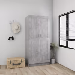 vidaXL Wardrobe Concrete Grey Engineered Wood Clothing Cabinet Home Organiser