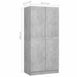 vidaXL Wardrobe Concrete Grey Engineered Wood Clothing Cabinet Home Organiser - Additional view 4