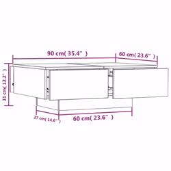 vidaXL Coffee Table Sonoma Oak Engineered Wood Home Living Room Couch Table - Additional view 4