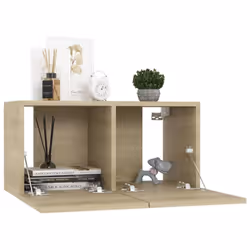 vidaXL 2x Hanging TV Cabinets Sonoma Oak Home Entertainment Centre Wall Unit