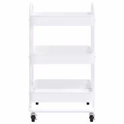 vidaXL 3-Tier Trolley White Steel Kitchen Household Office Storage Trolley