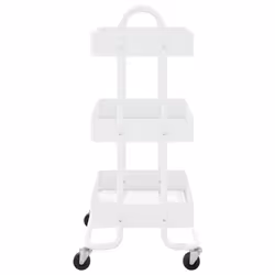 vidaXL 3-Tier Trolley White Steel Kitchen Household Office Storage Trolley