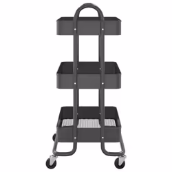 vidaXL 3-Tier Trolley Anthracite Steel Kitchen Cart Household Storage Trolley