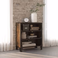 vidaXL Storage Cabinet Rustic Brown Metal and MDF Sideboard Cupboard Bookcase