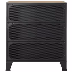 vidaXL Storage Cabinet Rustic Brown Metal and MDF Sideboard Cupboard Bookcase