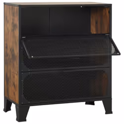 vidaXL Storage Cabinet Rustic Brown Metal and MDF Sideboard Cupboard Bookcase - Additional view 5
